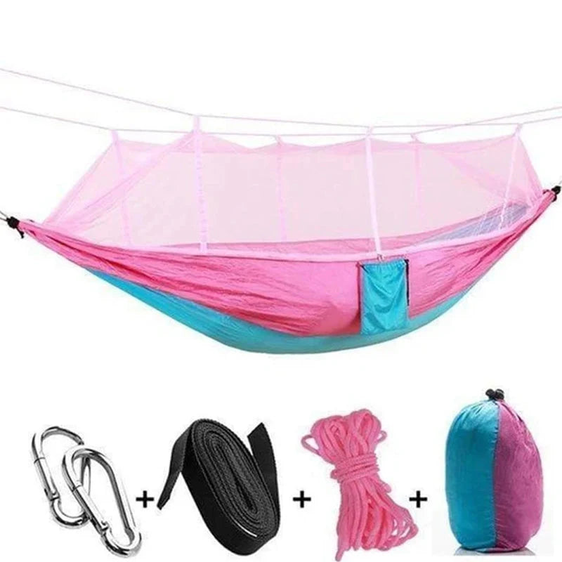 Camping Hammock | Integrated Mosquito Net & Parachute Nylon | Supports 200 kg