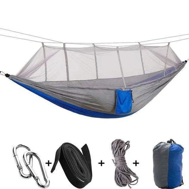 Camping Hammock | Integrated Mosquito Net & Parachute Nylon | Supports 200 kg