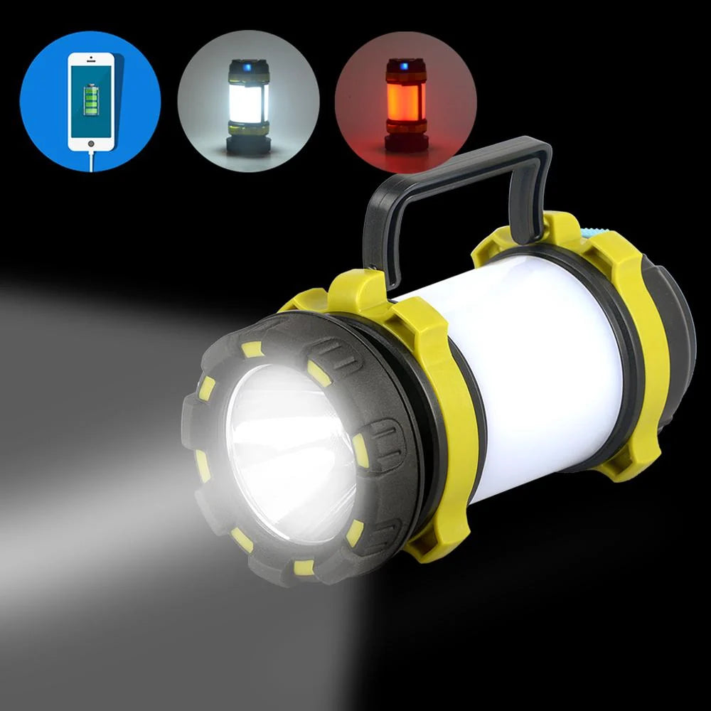 Camping Lantern | USB Rechargeable & Power Bank | Dimmable 360° Light & Red Warning