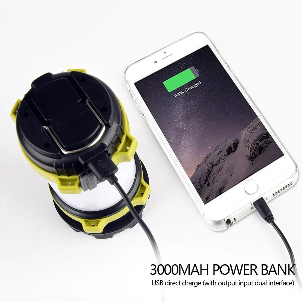 Camping Lantern | USB Rechargeable & Power Bank | Dimmable 360° Light & Red Warning