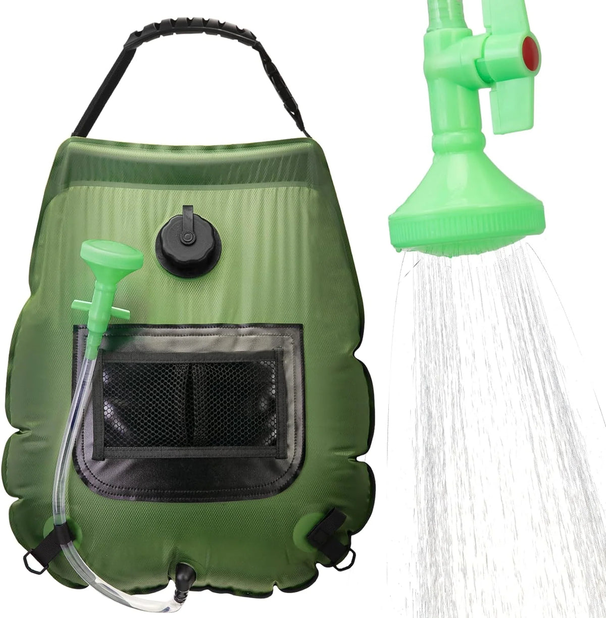 Camping Shower Bag | Solar Heated & Temperature Gauge | 5 Gallon Capacity