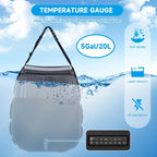 Camping Shower Bag | Solar Heated & Temperature Gauge | 5 Gallon Capacity