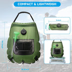 Camping Shower Bag | Solar Heated & Temperature Gauge | 5 Gallon Capacity