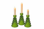 Candle Holder | Glass Christmas Tree Centerpiece | Set of 3