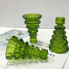 Candle Holder | Glass Christmas Tree Centerpiece | Set of 3