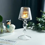Candle Holder | Glass Table Lamp Shape & Pleated Shade