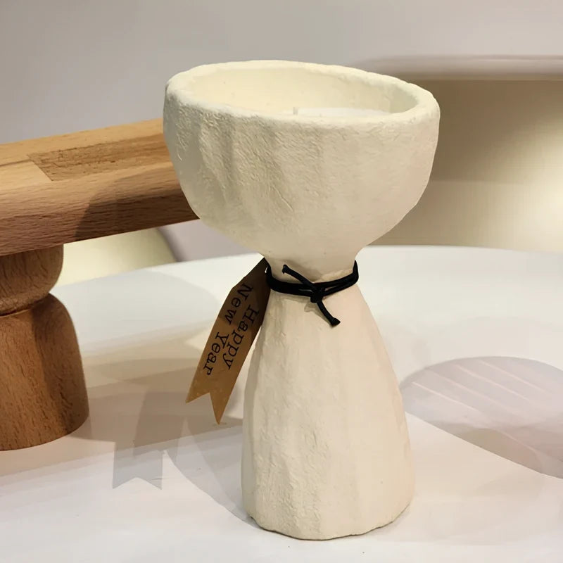 Candle Holder | Handcrafted Cement Stone-Textured | Nordic Design