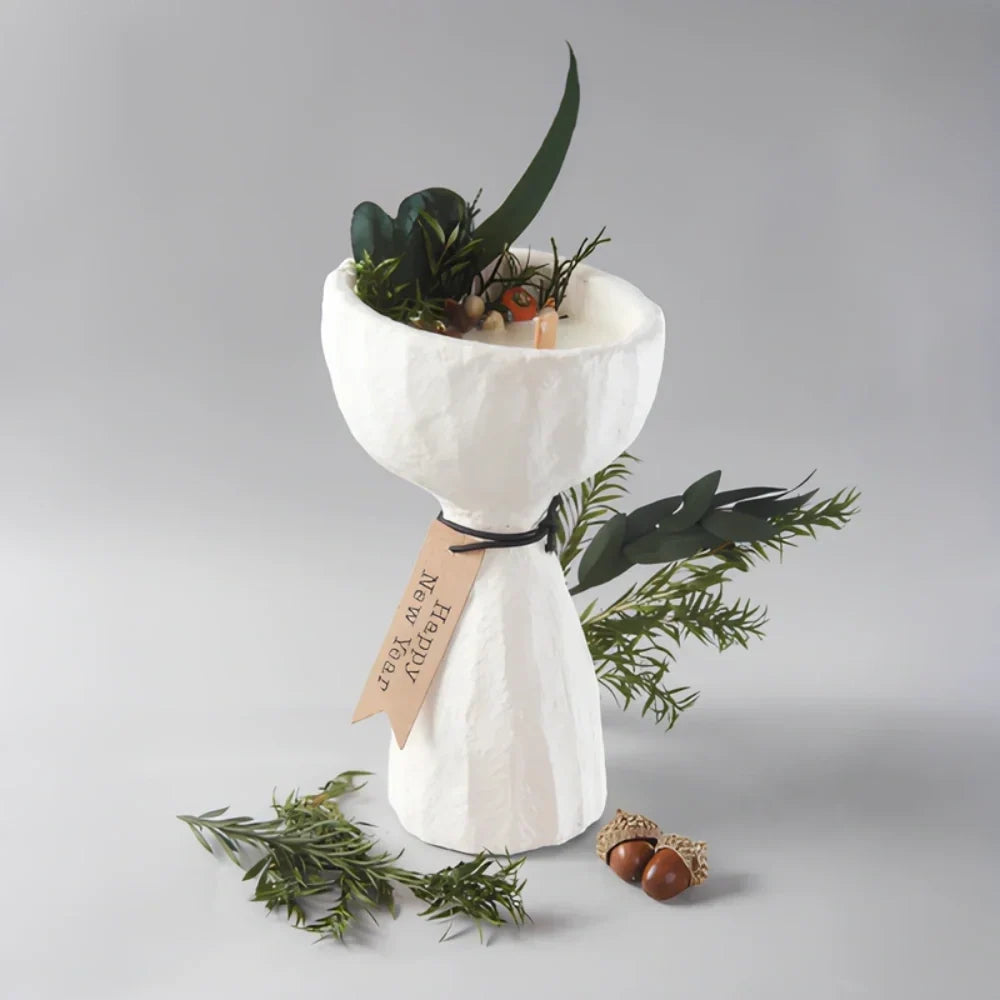 Candle Holder | Handcrafted Cement Stone-Textured | Nordic Design