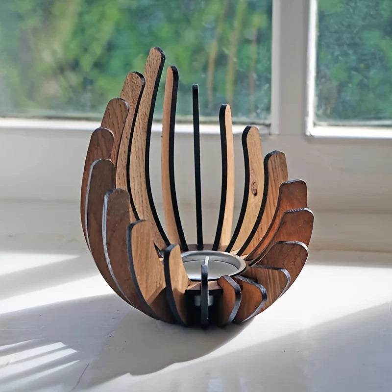 Candle Holder | Handcrafted Layered Wood & Tealight Compatible