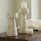 Candle Holder | Handcrafted Travertine Stone & Warm Glow