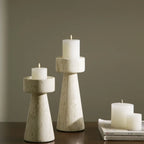 Candle Holder | Handcrafted Travertine Stone & Warm Glow