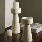 Candle Holder | Handcrafted Travertine Stone & Warm Glow