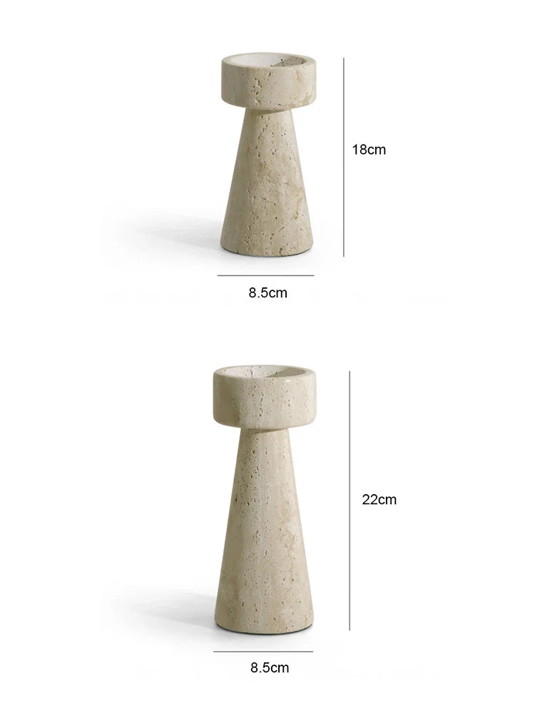 Candle Holder | Handcrafted Travertine Stone & Warm Glow