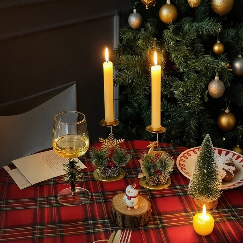 Candle Holder | Iron & Golden Holiday Motifs