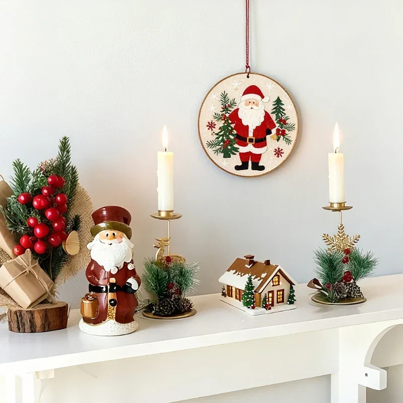 Candle Holder | Iron & Golden Holiday Motifs