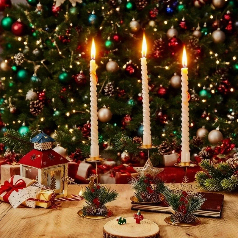Candle Holder | Iron & Golden Holiday Motifs