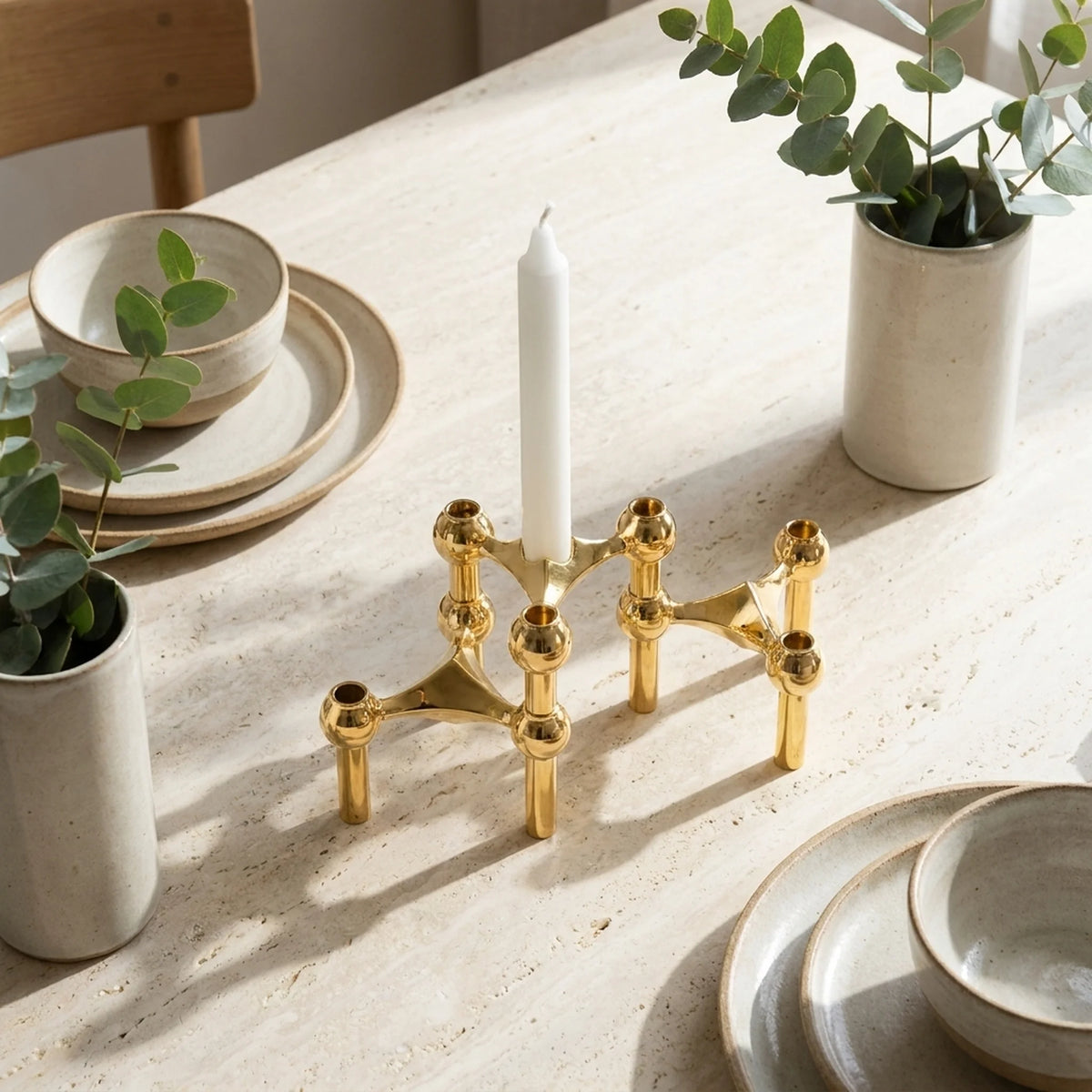 Candle Holder | Molecular-Inspired Sculptural & Metal Finish