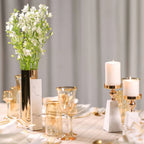 Candle Holder | Pyramid Natural Marble & Gold Accent | Two Sizes