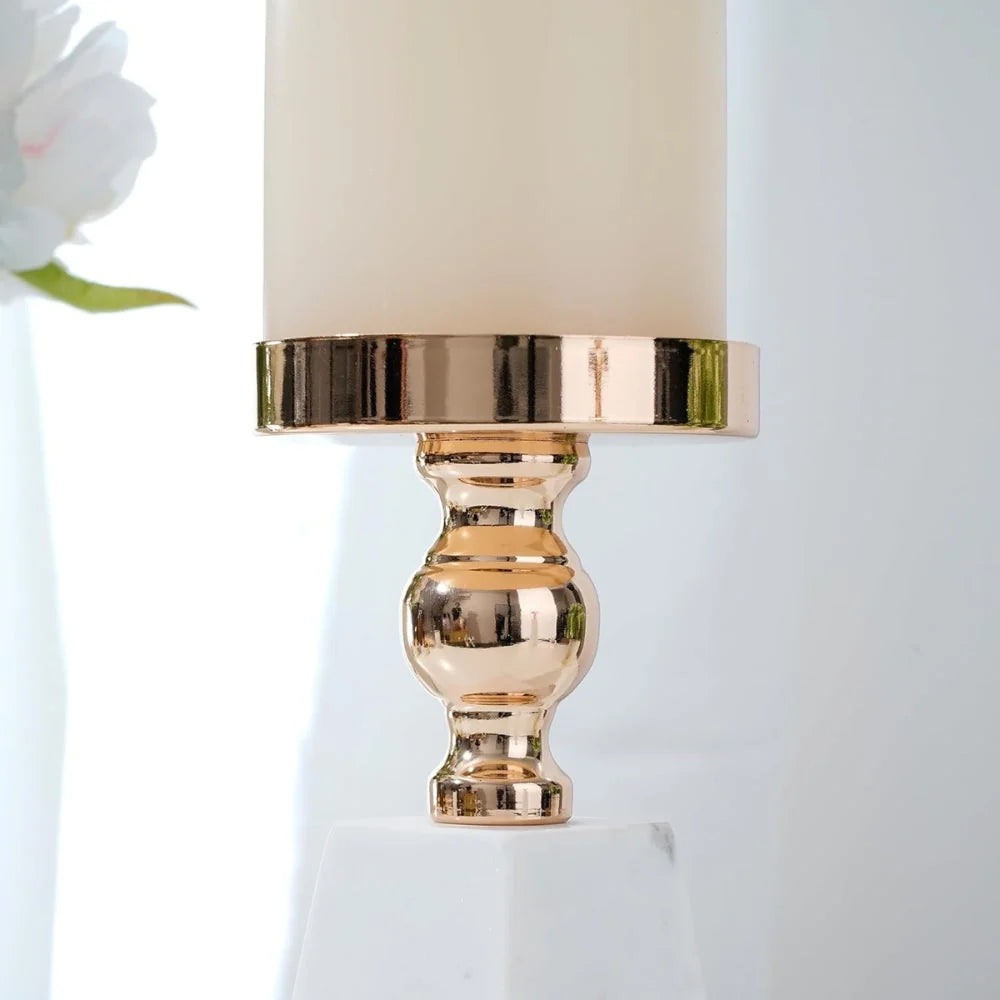 Candle Holder | Pyramid Natural Marble & Gold Accent | Two Sizes