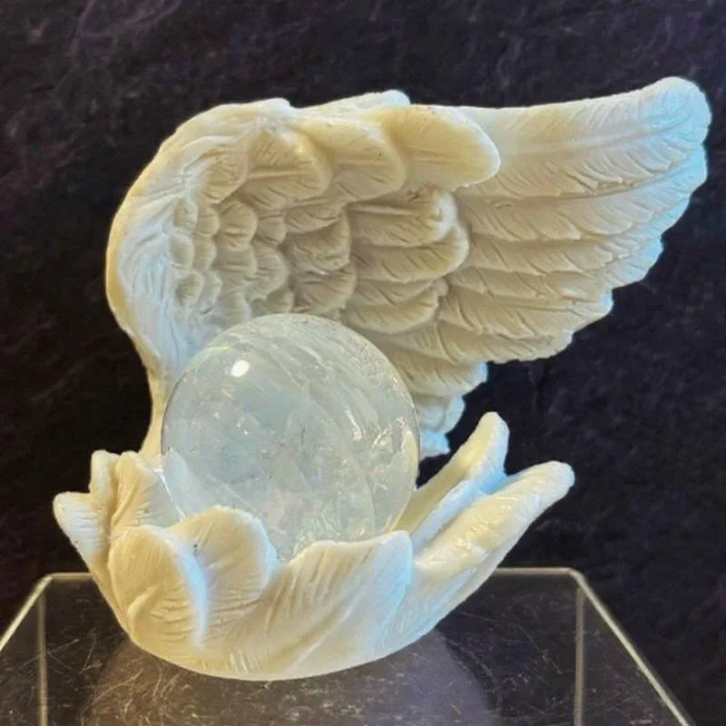 Candle Holder | Resin Angel Wings With Feather Detail | Cup Candle Compatible | 10 × 8 × 6 Cm
