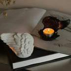 Candle Holder | Resin Angel Wings With Feather Detail | Cup Candle Compatible | 10 × 8 × 6 Cm