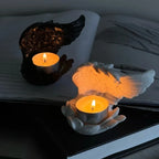 Candle Holder | Resin Angel Wings With Feather Detail | Cup Candle Compatible | 10 × 8 × 6 Cm