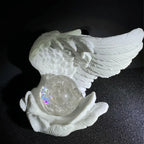 Candle Holder | Resin Angel Wings With Feather Detail | Cup Candle Compatible | 10 × 8 × 6 Cm