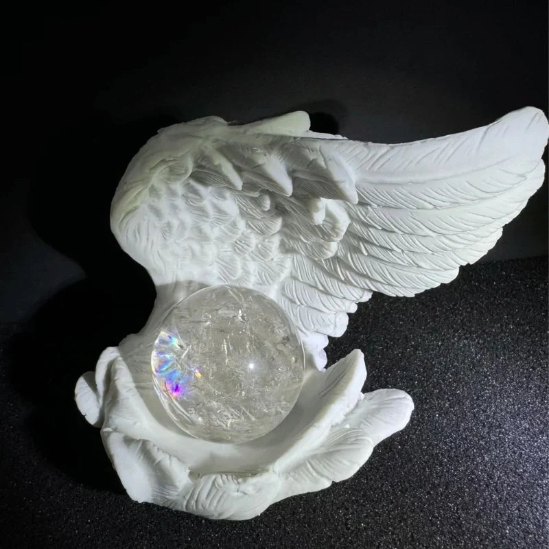 Candle Holder | Resin Angel Wings With Feather Detail | Cup Candle Compatible | 10 × 8 × 6 Cm