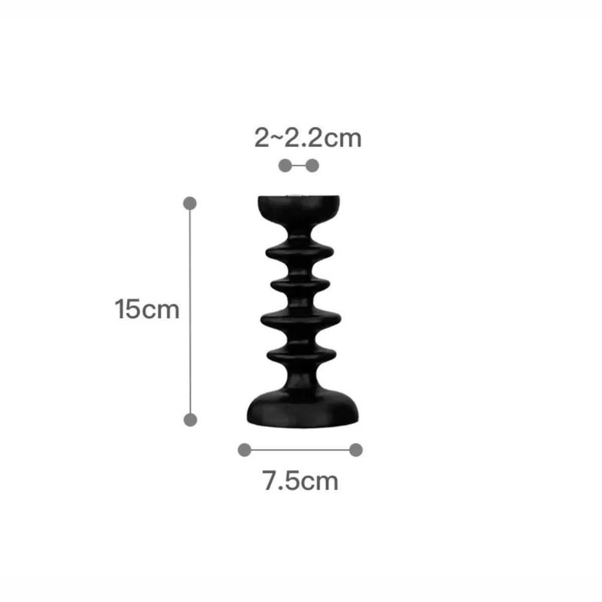 Candle Holder | Sculptural Black Wood | Set of 2
