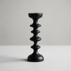 Candle Holder | Sculptural Black Wood | Set of 2