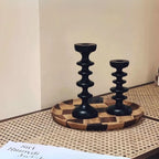 Candle Holder | Sculptural Black Wood | Set of 2