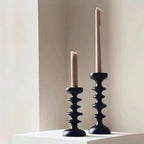 Candle Holder | Sculptural Black Wood | Set of 2