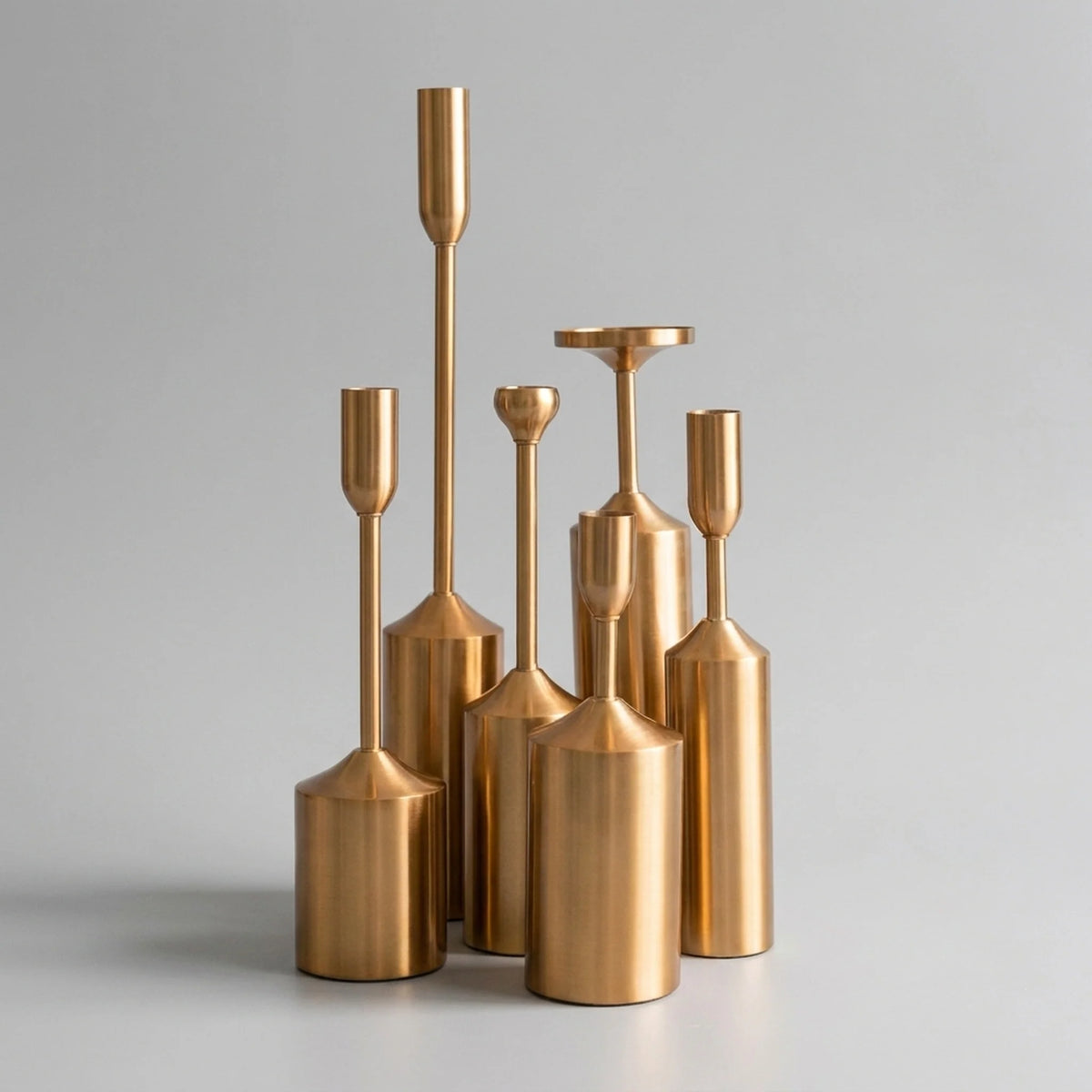 Candle Holder Set | Sculptural Gold-Coated Aluminum