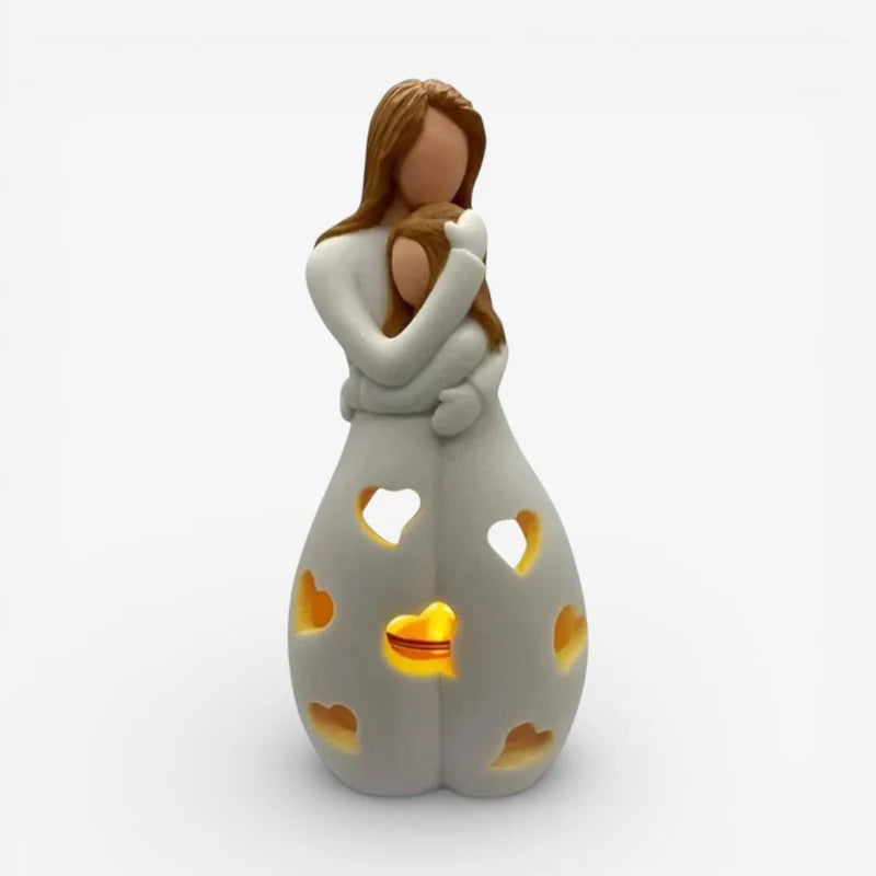 Candle Holder Statue | Portable Resin Mother & Daughter Embrace