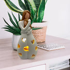 Candle Holder Statue | Portable Resin Mother & Daughter Embrace