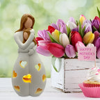Candle Holder Statue | Portable Resin Mother & Daughter Embrace