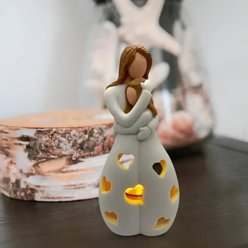 Candle Holder Statue | Portable Resin Mother & Daughter Embrace