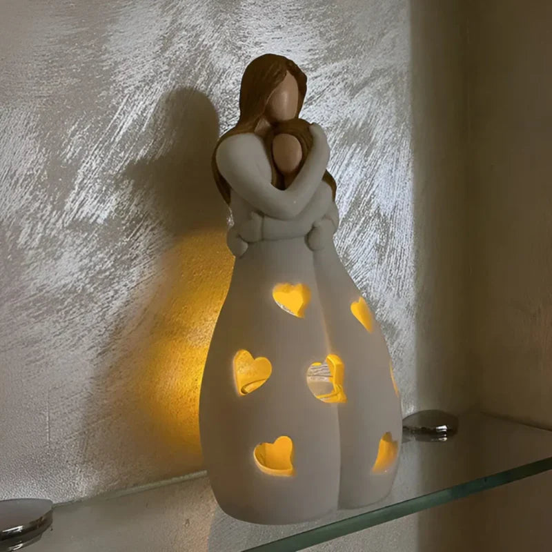 Candle Holder Statue | Portable Resin Mother & Daughter Embrace