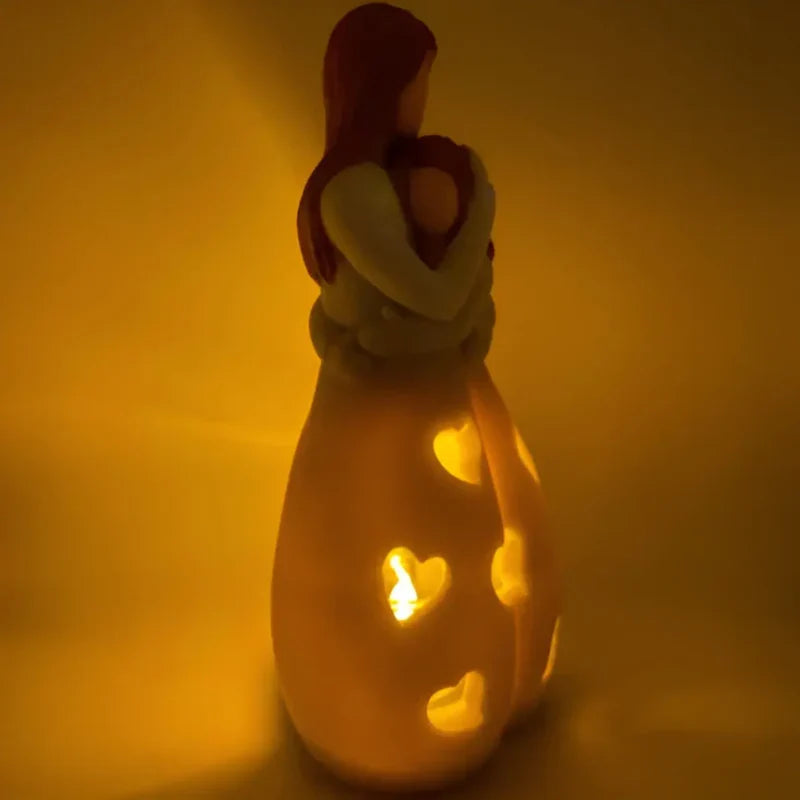 Candle Holder Statue | Portable Resin Mother & Daughter Embrace