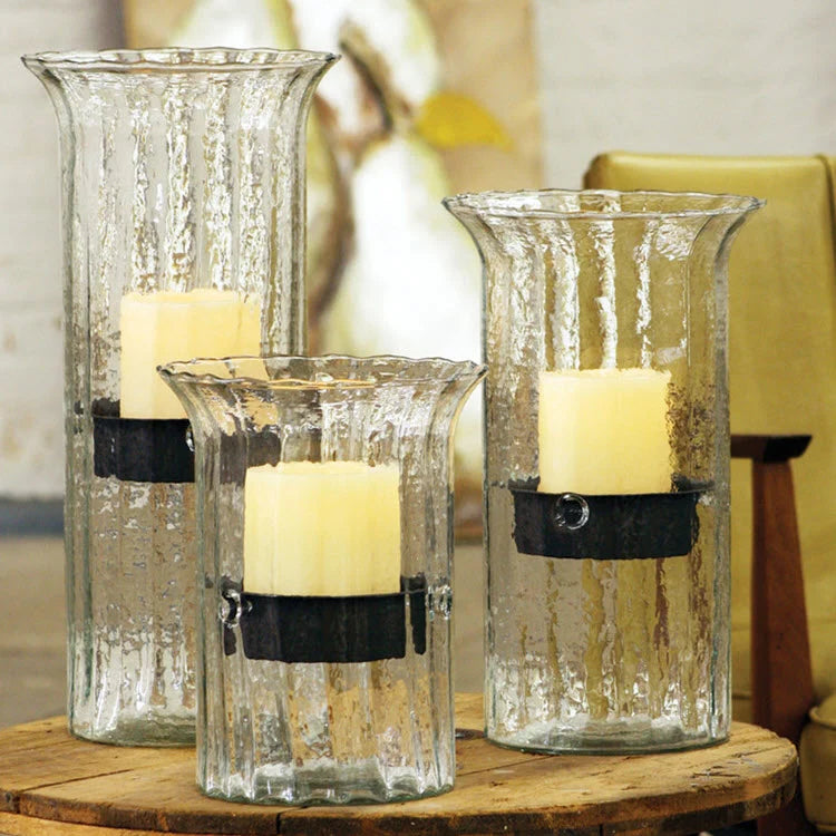 Candle Hurricane Holder | Ribbed Glass Cylinder