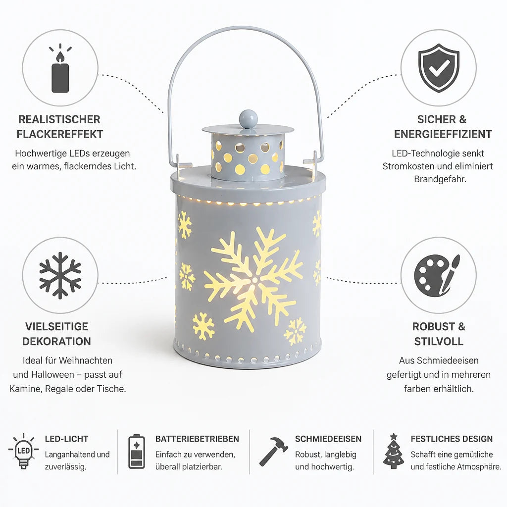 Candle Lantern | LED Flicker & Wrought Iron