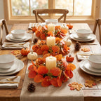 Candle Ring Wreath Set | Artificial Fall Eucalyptus | Set of 6