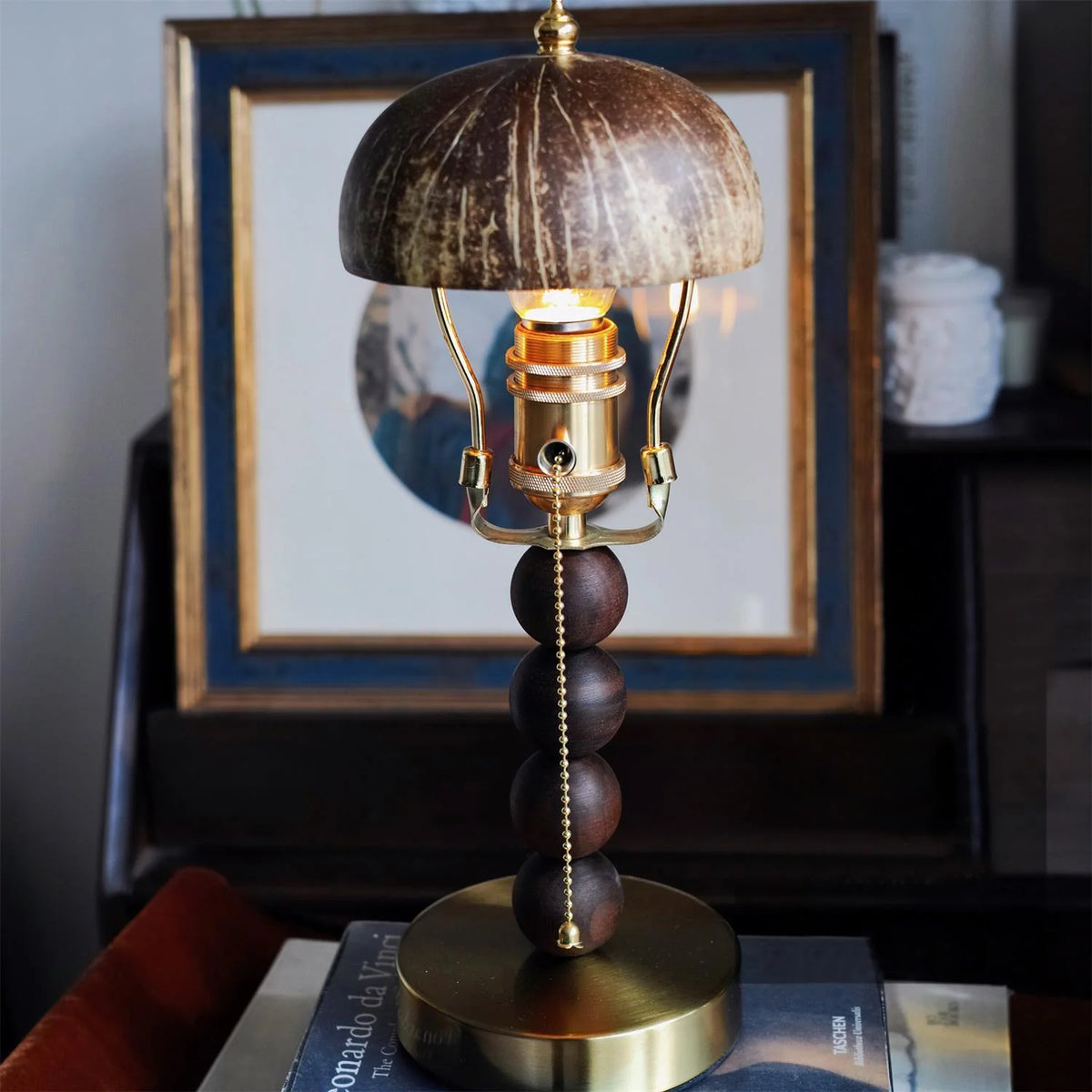 Candlestick Table Lamp | Turned Wood & Dimmable | 16.9 in