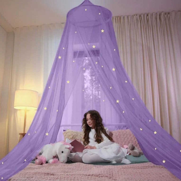 Canopy Bed Tent | Integrated LED Lights & Bug-Protection Mesh