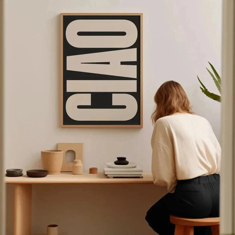 Canvas Wall Art | Minimalist Italian Quote & Waterproof Finish