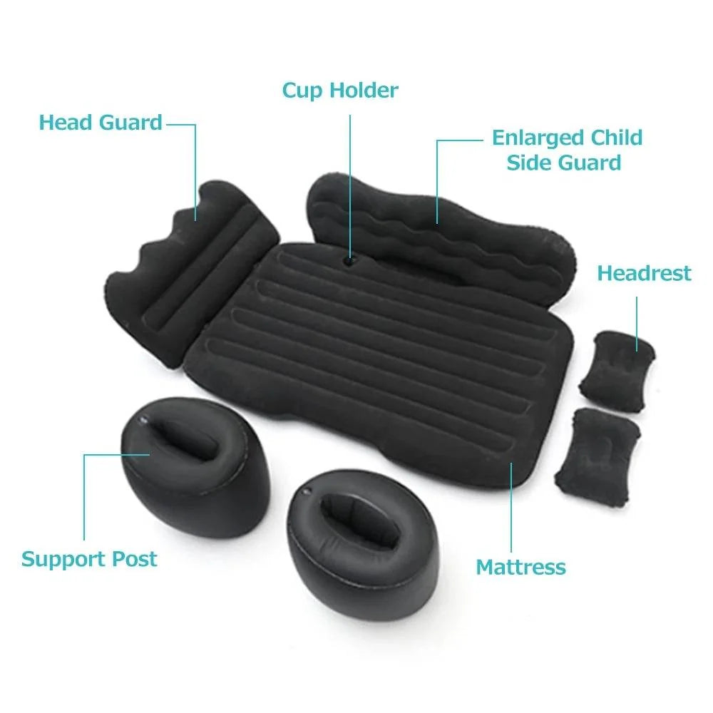 Car Air Mattress | Flocked Surface & Dual-Gear Stability | Includes Pump & Repair Kit