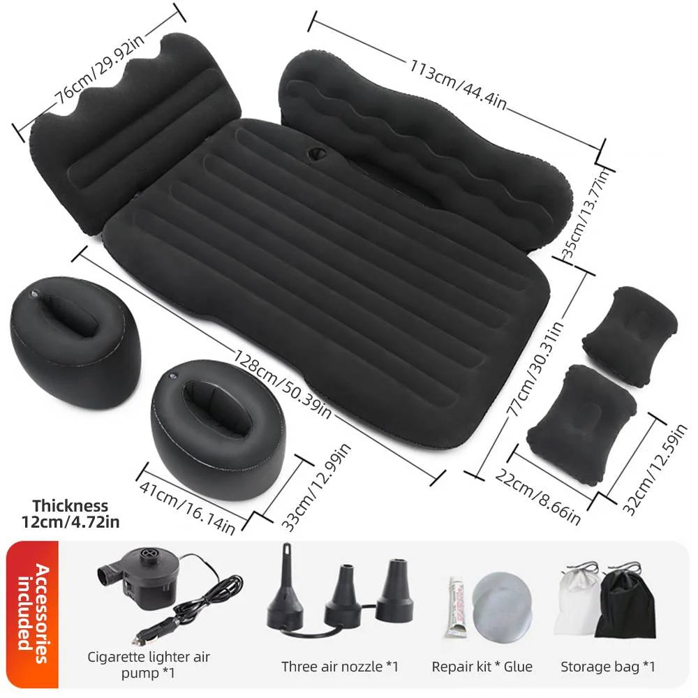 Car Air Mattress | Flocked Surface & Dual-Gear Stability | Includes Pump & Repair Kit