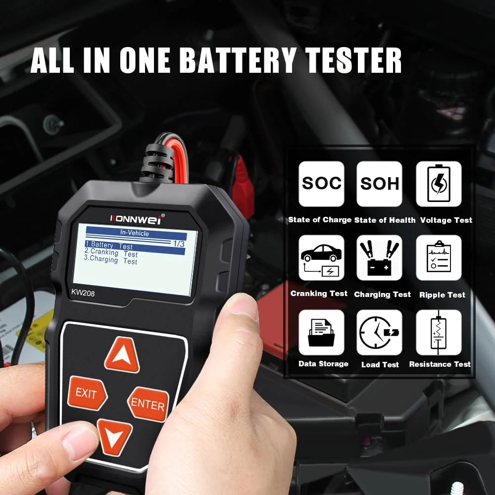 Car Battery Tester | Alternator & Cranking Tests | 12V Compatibility