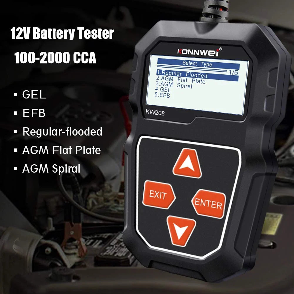 Car Battery Tester | Alternator & Cranking Tests | 12V Compatibility