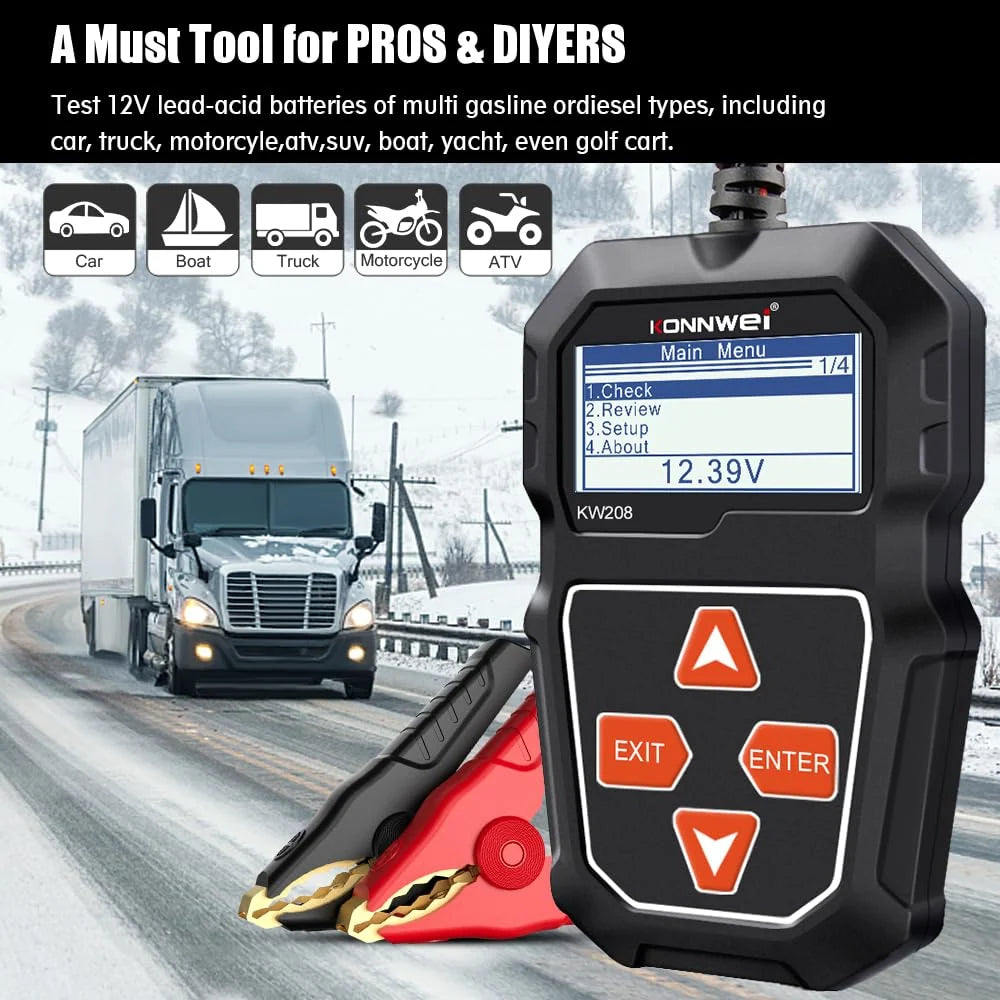Car Battery Tester | Alternator & Cranking Tests | 12V Compatibility